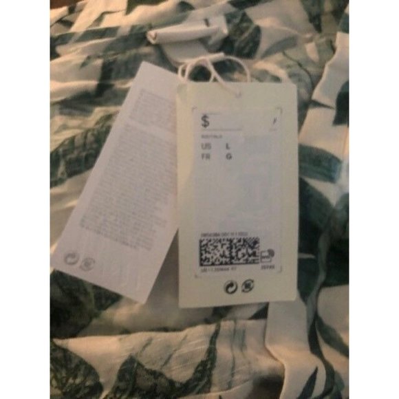 JOHANNA ORTIZ H&M COLLABORATION GREEN LEAF PRINT LINEN DRESS SIZE LARGE - Picture 9 of 10